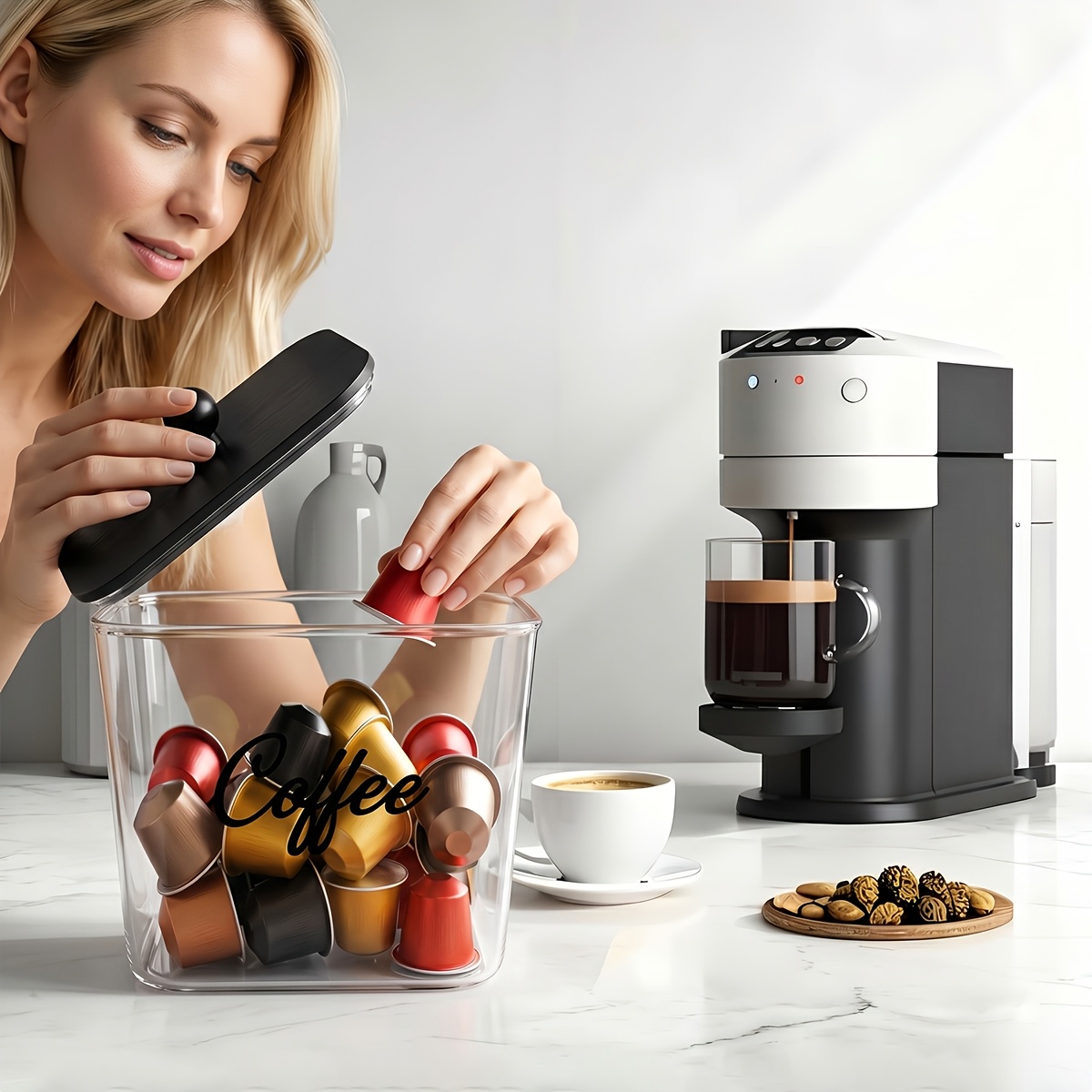 뚜껑이 있는 커피 포드 홀더 플라스틱 보관함 K컵 정리 - Kitchen Gadgets Organizer 리뷰 및 가격